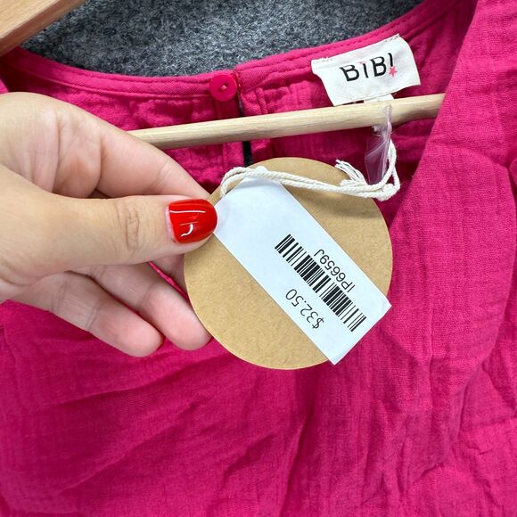 New Bibi Blouse Women S Small Pink V-Neck Sleeveless Wide Strap Hook&Eye Ruffle - Picture 4 of 8